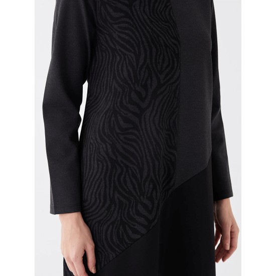 Crew Neck Color Block Long Sleeve Women's Dress